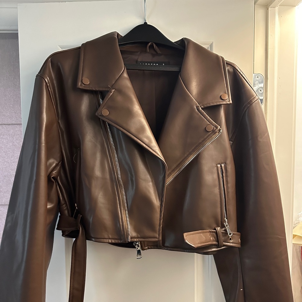 Lioness cropped faux leather jacket